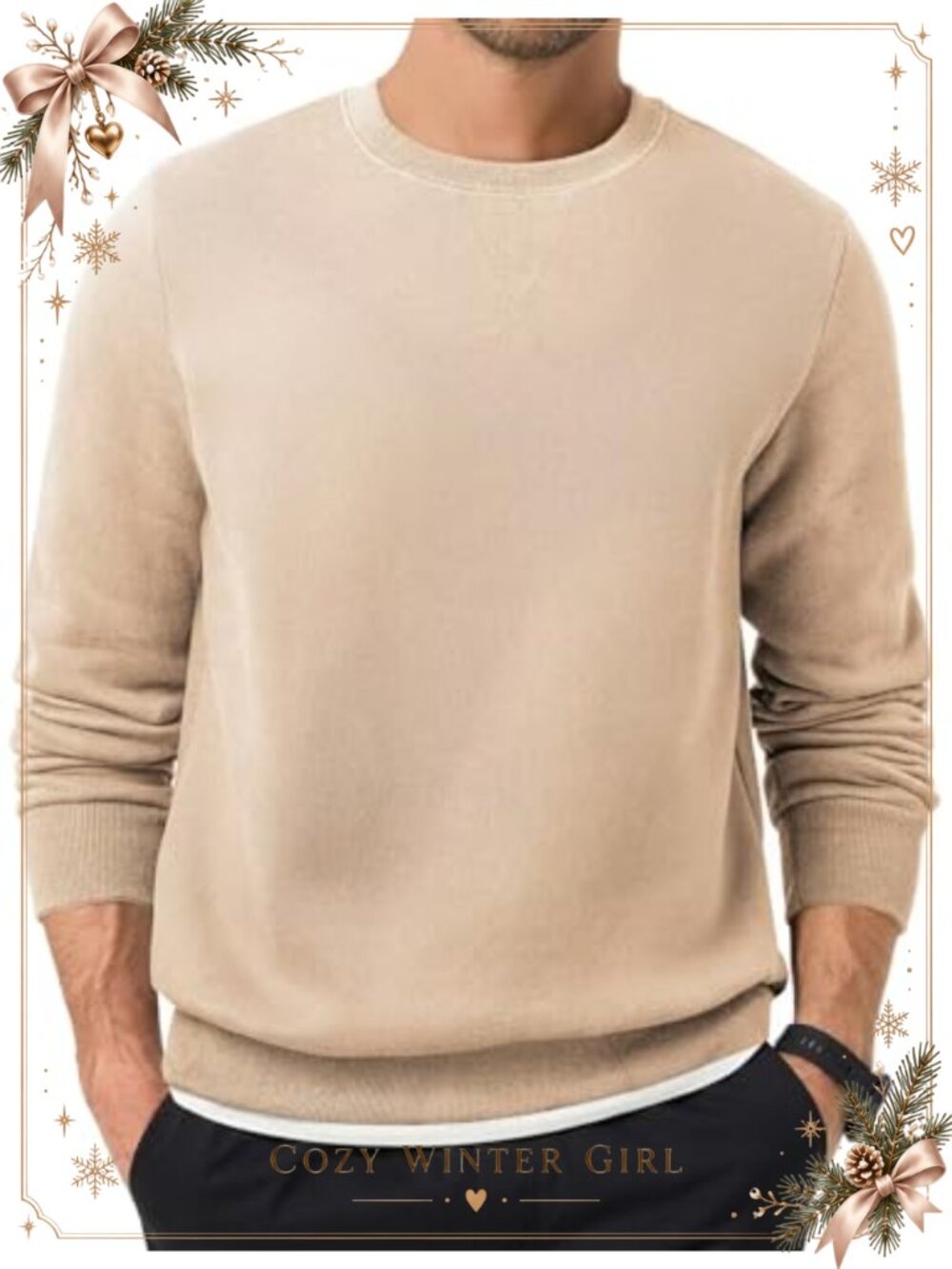 Fleece Crewneck Sweatshirt Long Sleeve Casual Pullover